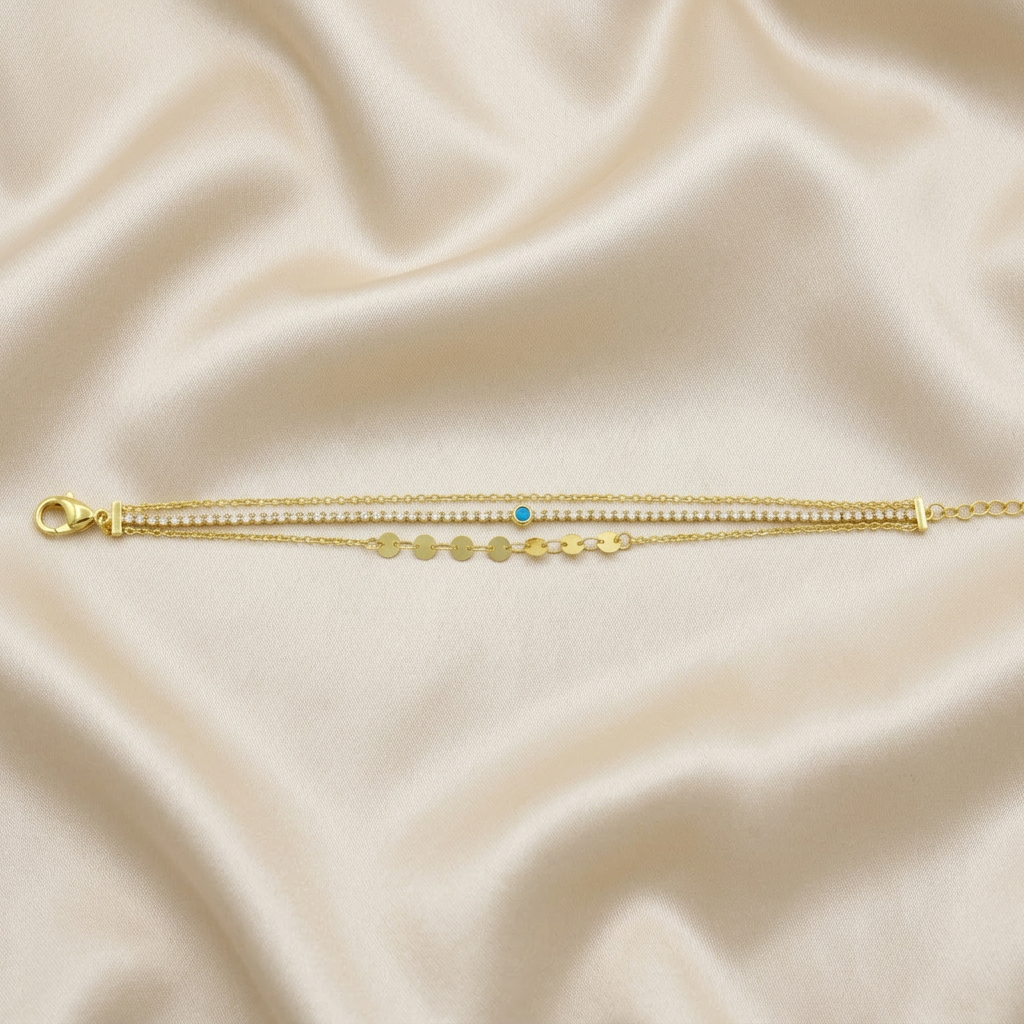 Pulsera de Goldfilled Brillante con Detalle Azul mod. 1138