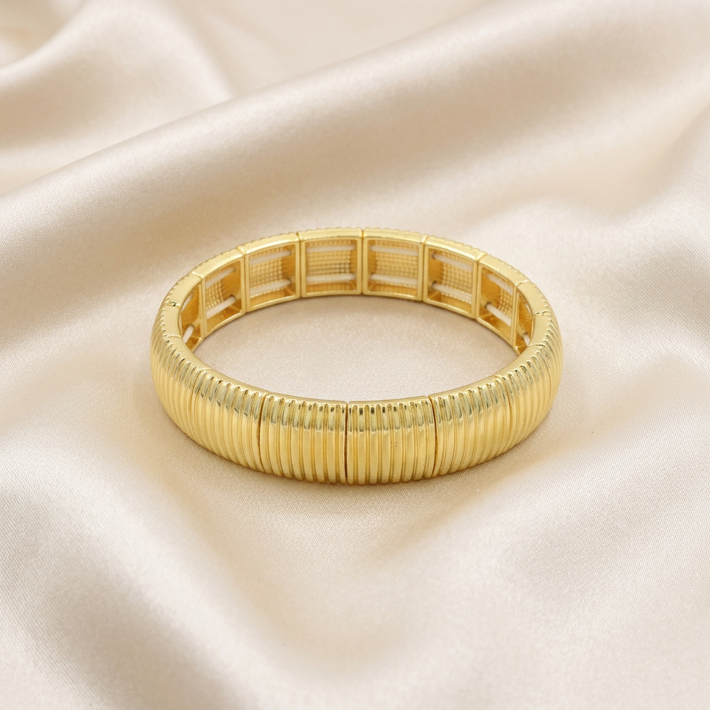 Aro de Goldfilled con Eslabones Estilo Rayado Ondulado mod. 4042