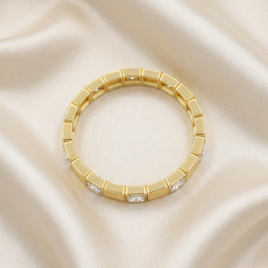 Aro de Goldfilled Cuadrados Elegantes con Zirconia mod. 4036