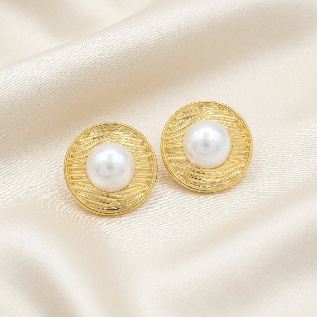 Arete de Goldfilled Texturizado con Perla mod. 3110