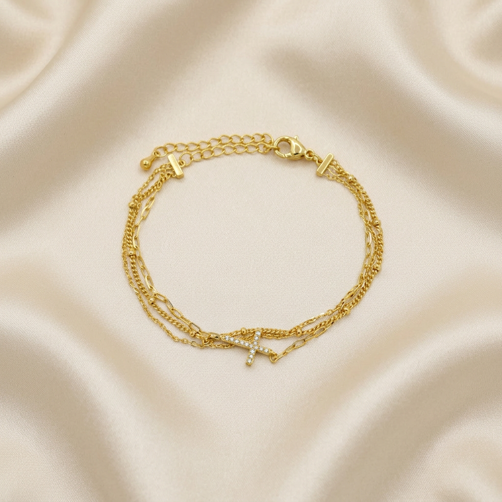 Pulsera de Goldfilled Cruz Brillante mod. 1140