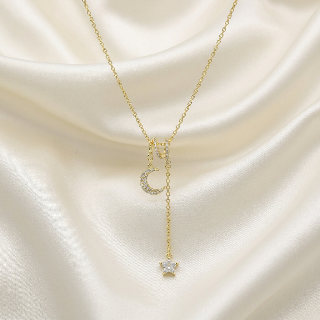 Gargantilla de Goldfilled Luna y Estrella Brillante mod. 5038