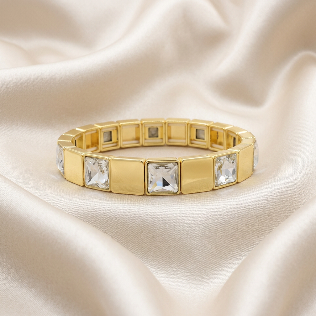 Aro de Goldfilled Cuadrados Elegantes con Zirconia mod. 4036