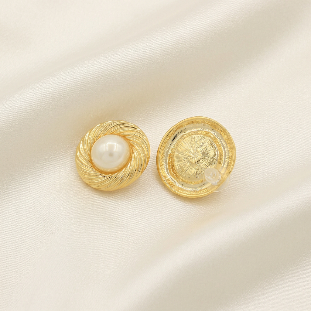 Arete de Goldfilled Diseño Espiral con Perla mod. 3108