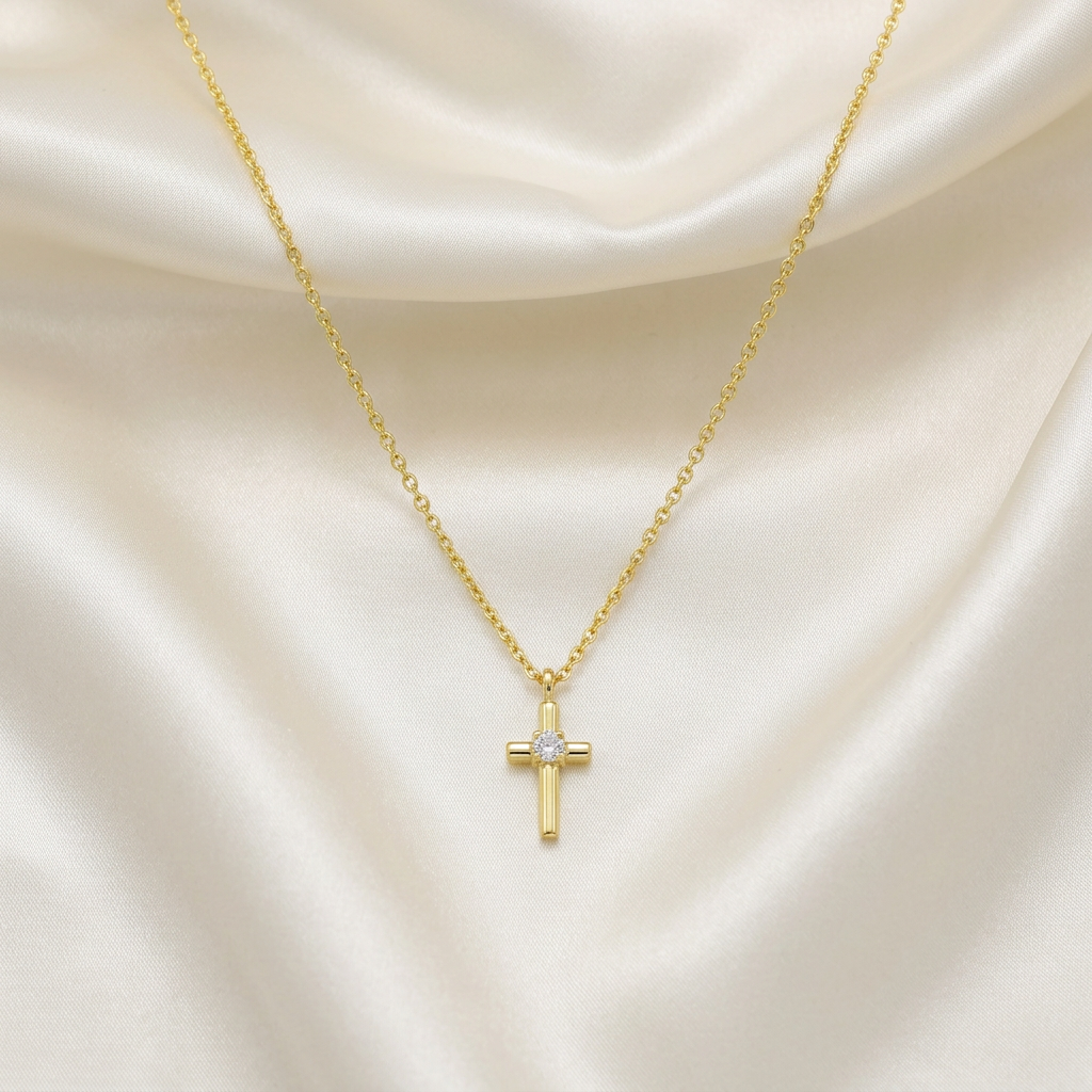 Gargantilla de Goldfilled Cruz con Zirconia Central mod. 5030