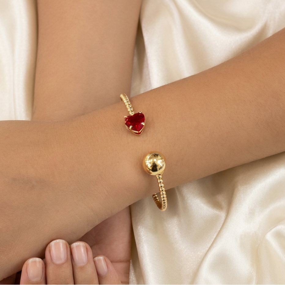 Pulsera de Goldfilled Corazón Rojo mod. 1159