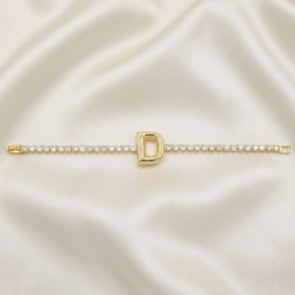 Pulsera de Goldfilled Letra D con Zirconias Finas mod. 1166
