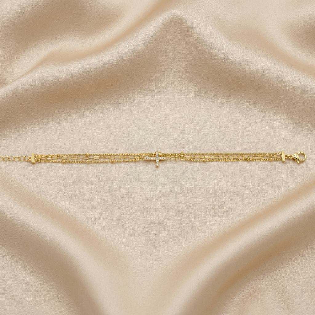 Pulsera de Goldfilled Cruz Brillante mod. 1140