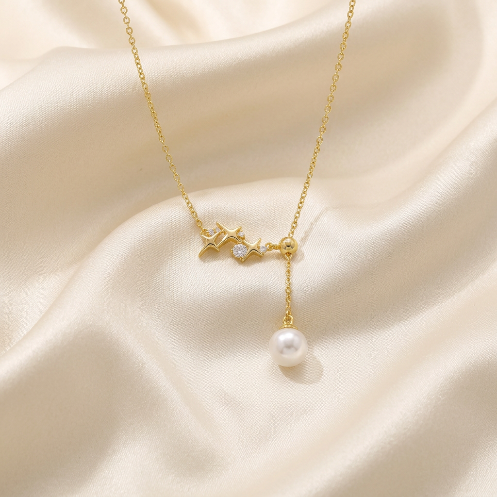 Gargantilla de Goldfilled Estrellas con Perla mod. 5039