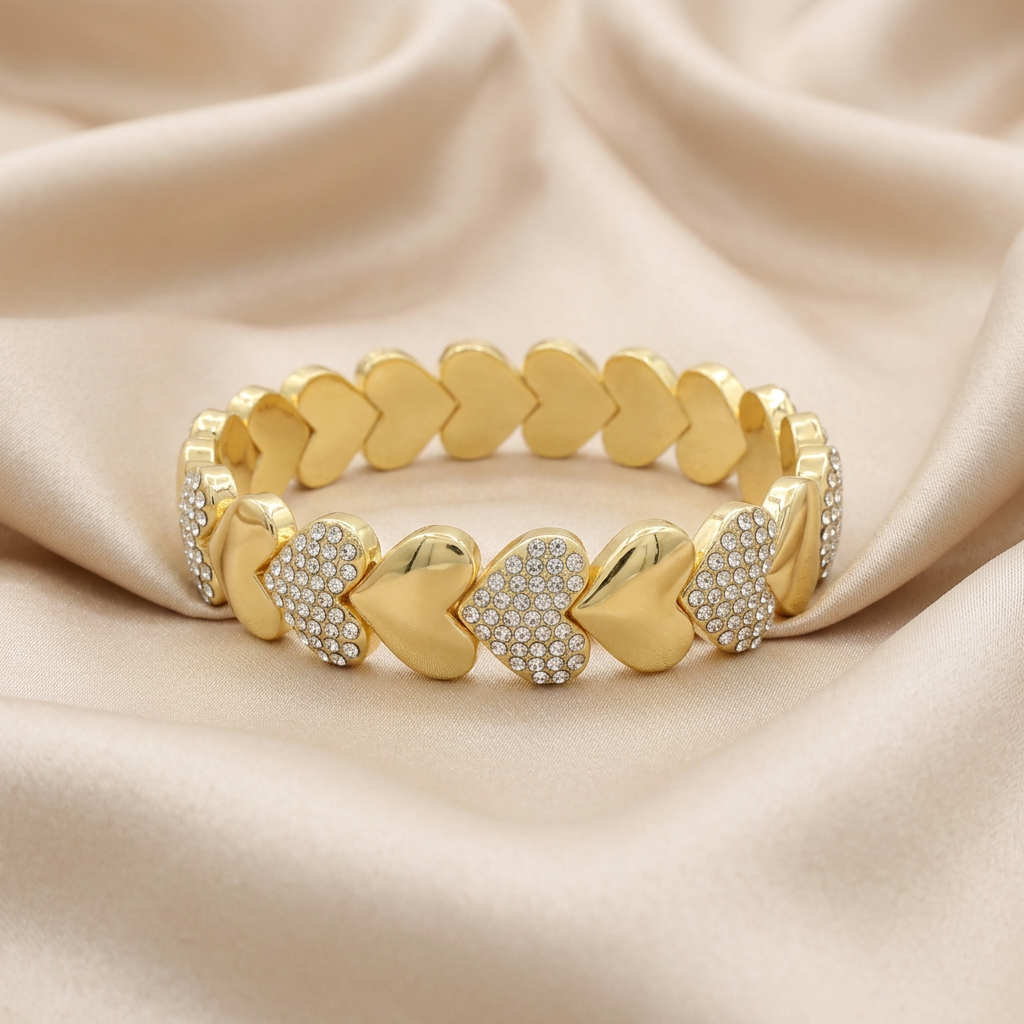 Aro de Goldfilled Corazones Detallados con Zirconias mod. 4039