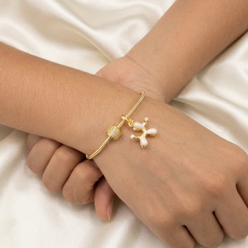 Pulsera de Goldfilled con Dije de Perrito Color Hueso mod. 1194