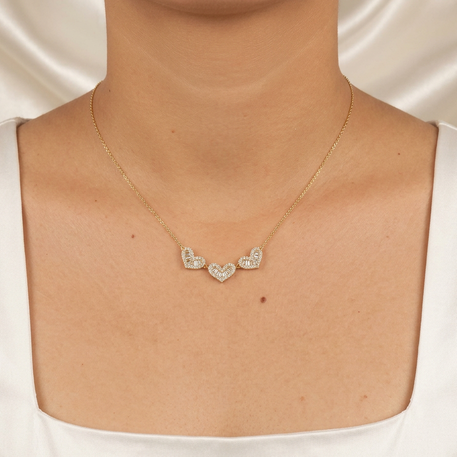 Gargantilla de Goldfilled Corazones con Incrustado de Zirconias mod. 5034