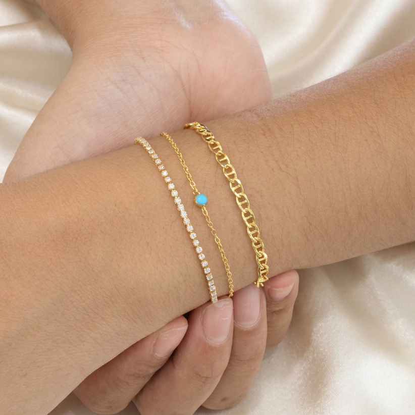 Pulsera de Goldfilled Zirconia y Eslabones mod. 1144