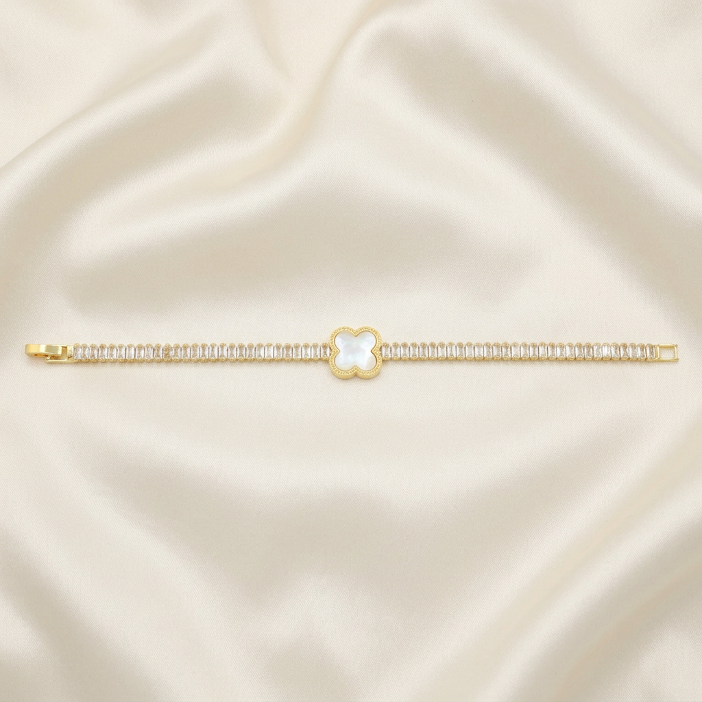 Pulsera de Goldfilled Trébol con Madre Perla mod. 1164