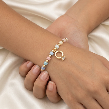 Pulsera de Goldfilled Multicolor con Dije de Argolla mod. 1189