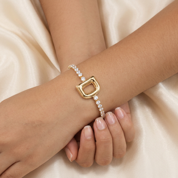 Pulsera de Goldfilled Letra D con Zirconias Finas mod. 1166