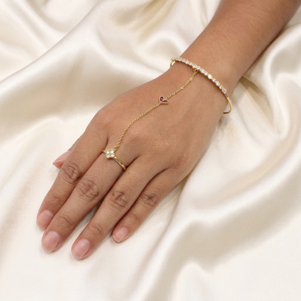 Pulsera Manopla de Goldfilled Corazón Brillante mod. 1158
