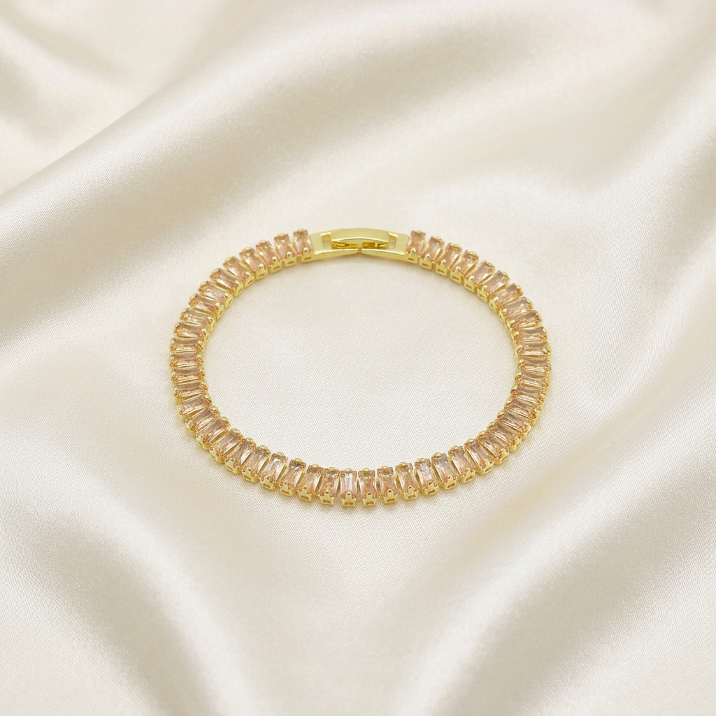 Pulsera de Goldfilled Tipo Tenis Color Beige mod. 1179