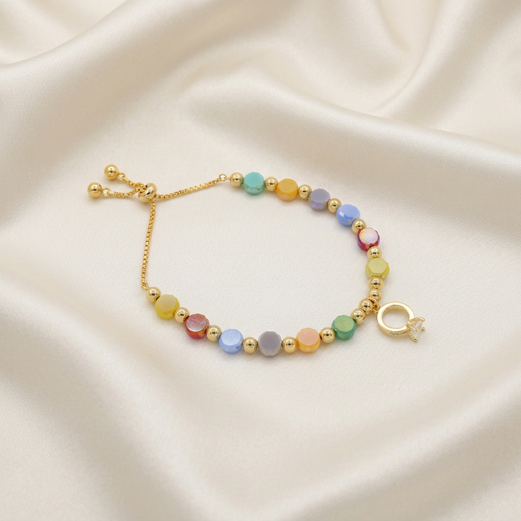 Pulsera de Goldfilled Lunetas con Dije de Argolla mod. 1187