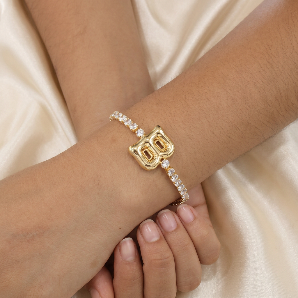 Pulsera de Goldfilled Letra B con Zirconias Finas mod. 1165