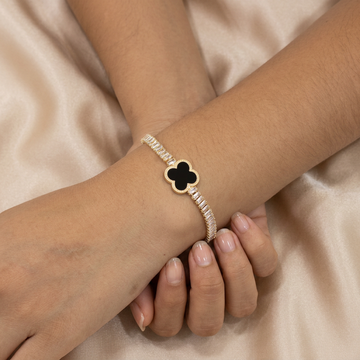 Pulsera de Goldfilled Trébol Color Negro mod. 1163