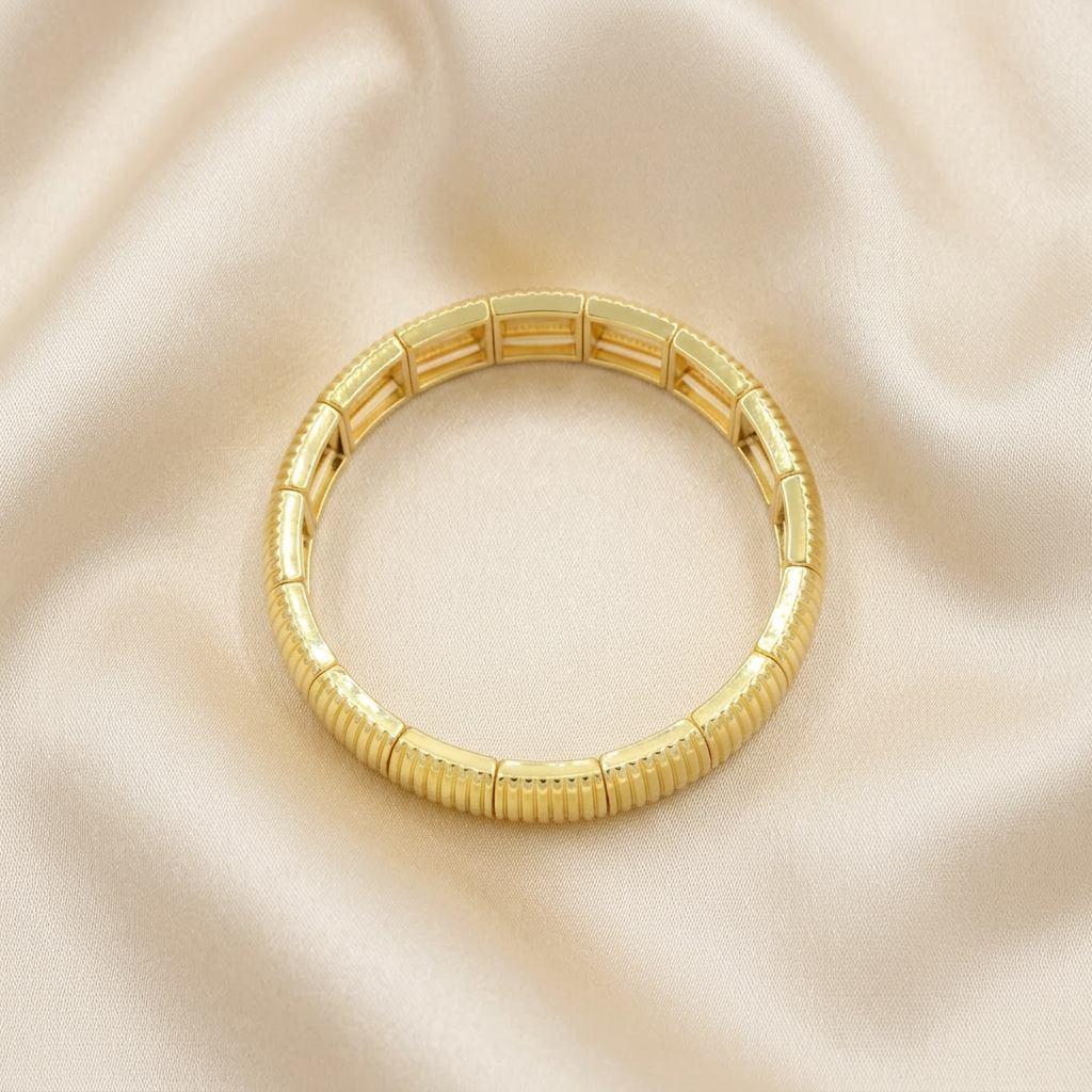 Aro de Goldfilled con Eslabones Estilo Rayado Ondulado mod. 4042