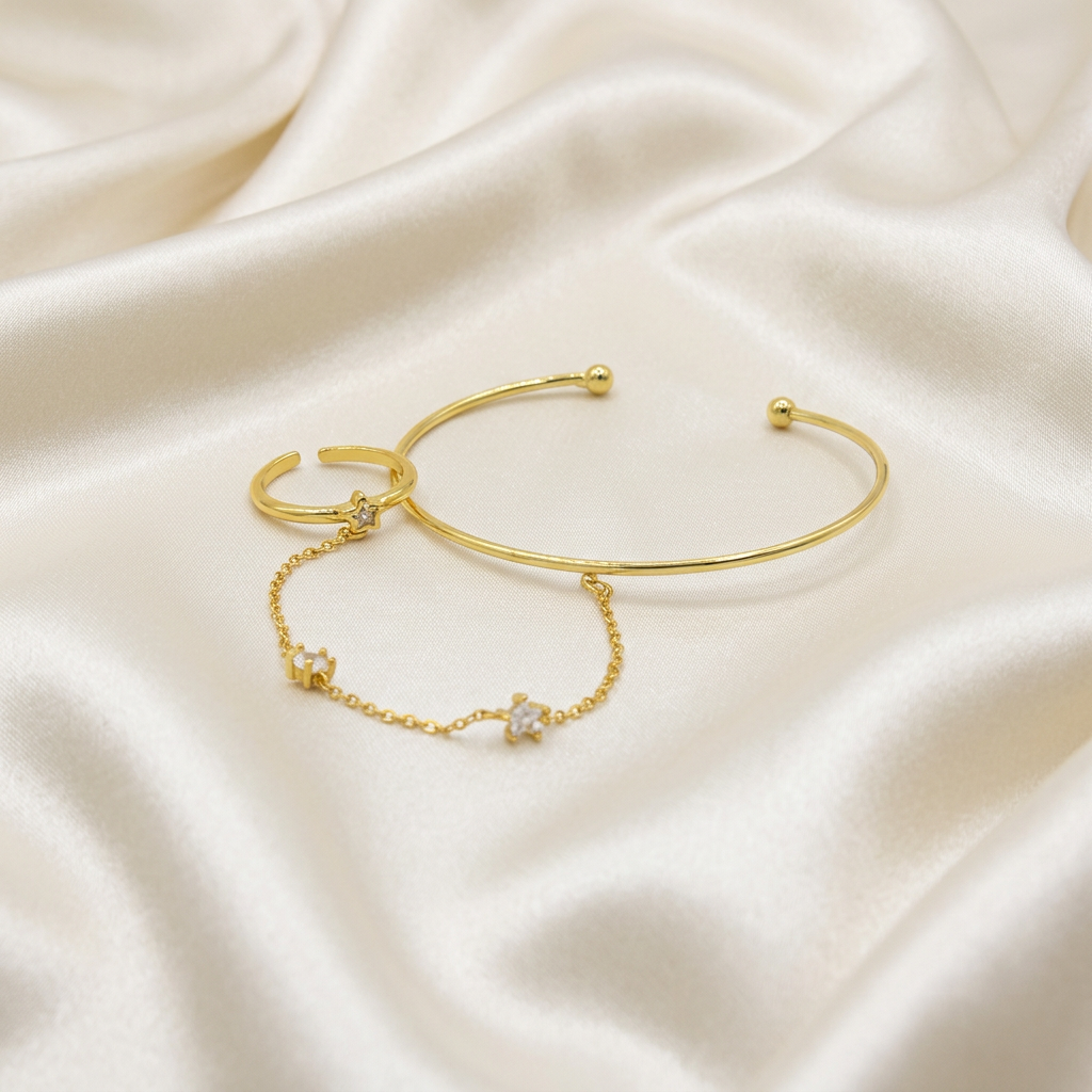 Pulsera Manopla de Goldfilled Estrellas Brillantes mod. 1155