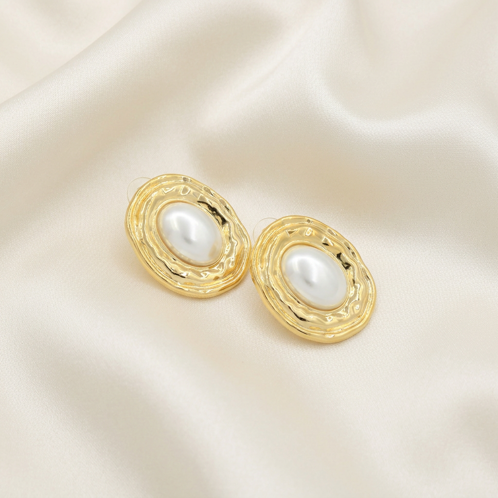 Arete de Goldfilled Diseño Ovalado con Perla mod. 3109