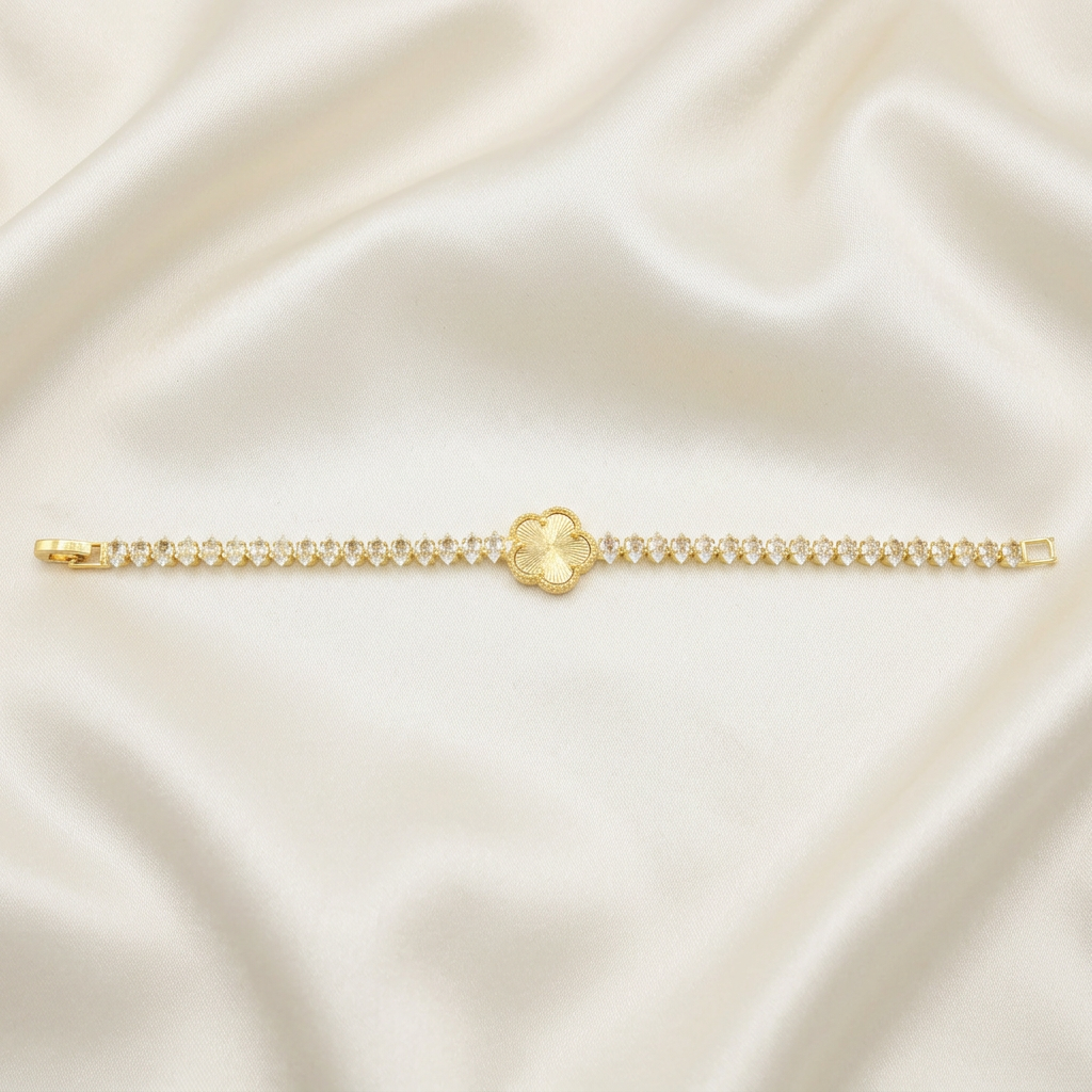 Pulsera de Goldfilled Trébol con Zirconias Brillantes mod. 1169