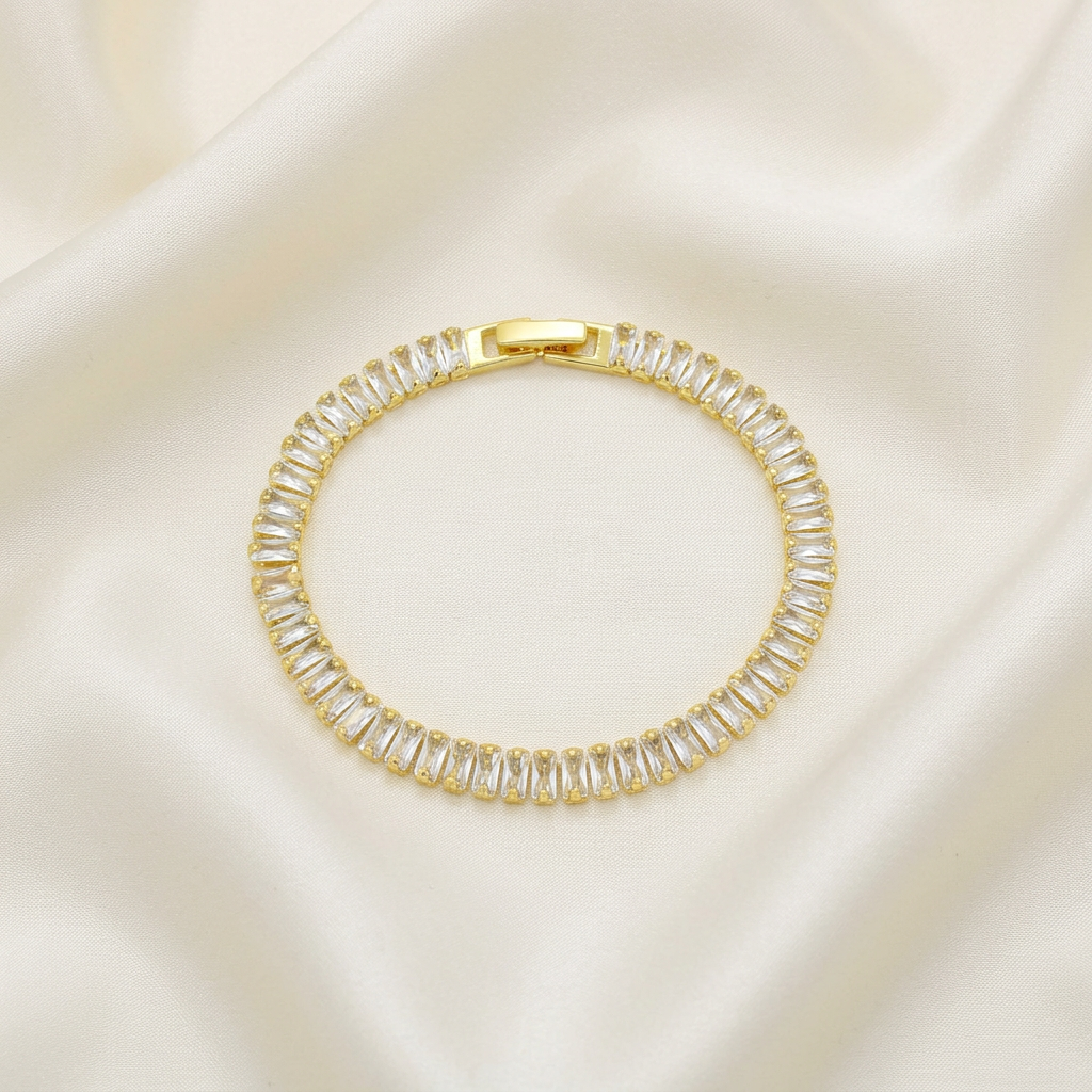 Pulsera de Goldfilled Tipo Tenis Color Blanco mod. 1181