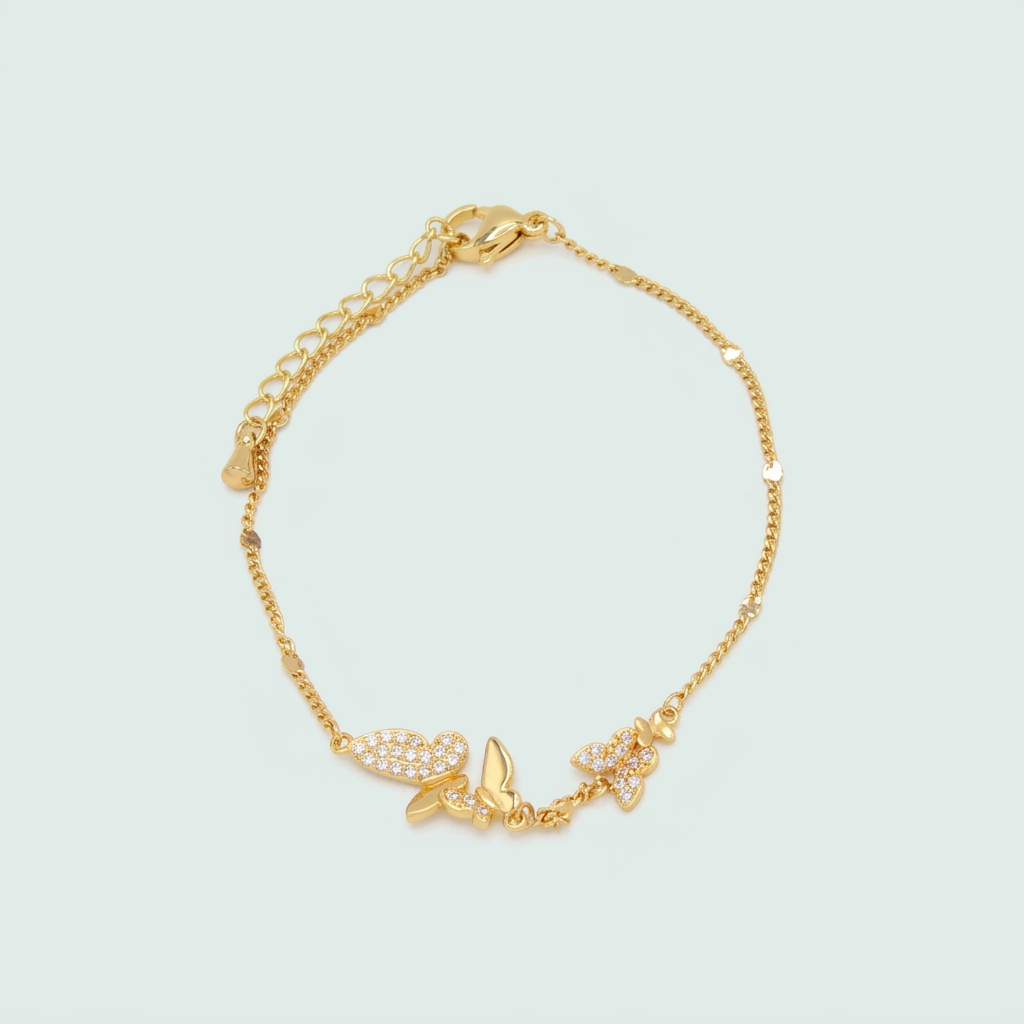 Pulsera de Goldfilled Mariposas de Zircornia mod. 1221