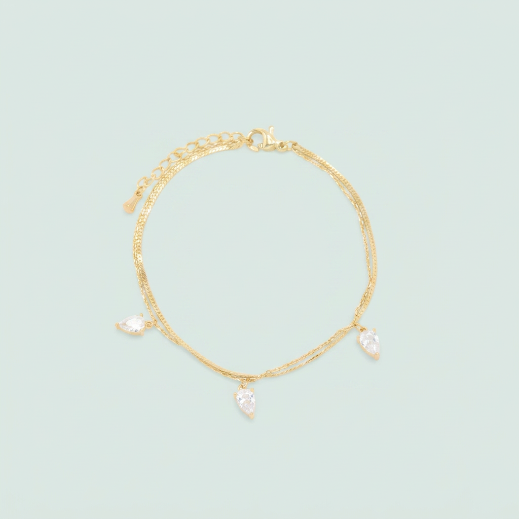 Pulsera de Goldfilled Doble con Zirconias Ovales mod. 1219