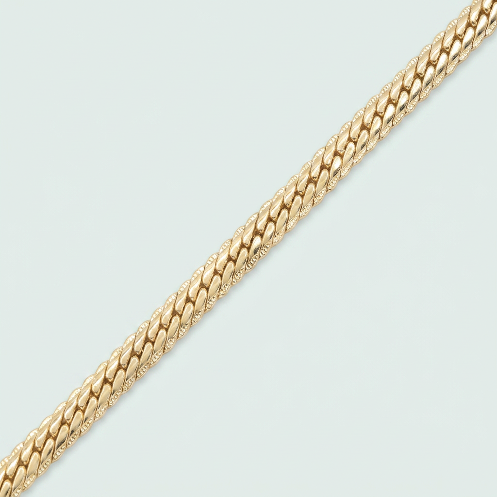 Pulsera de Goldfilled Tejido Barbado con Diamantado Lateral mod. 1246