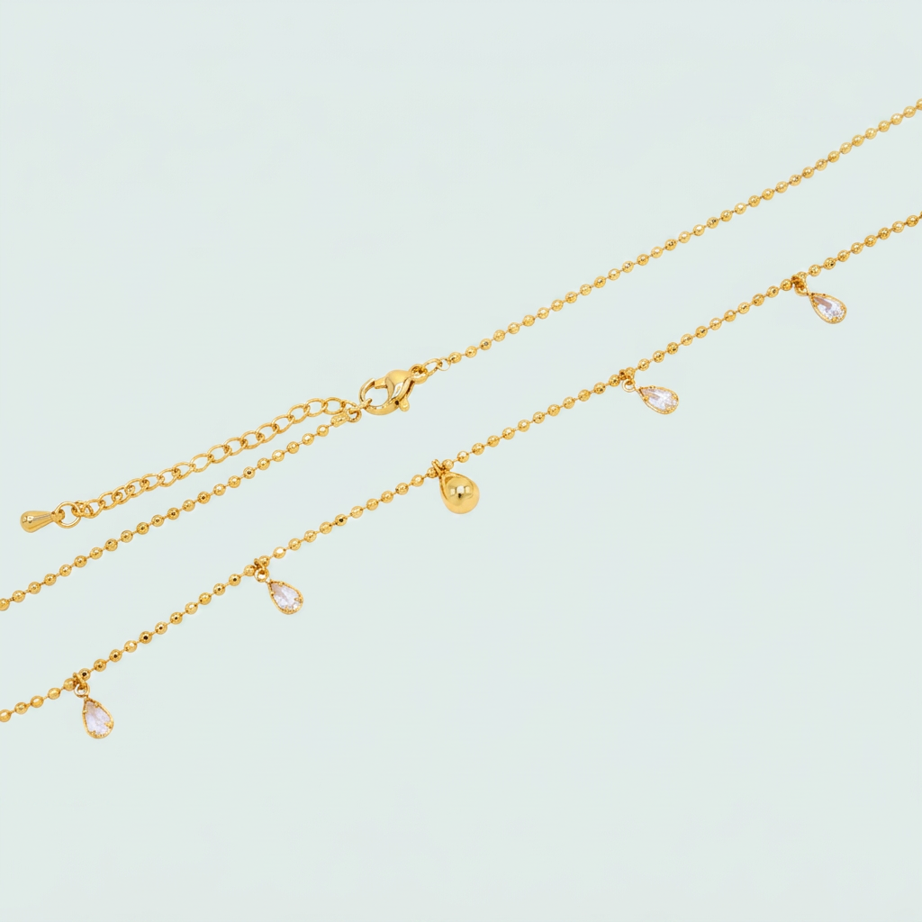 Choker de Goldfilleld con Diseño de Gota y Gotitas de Zircornia  mod.1348