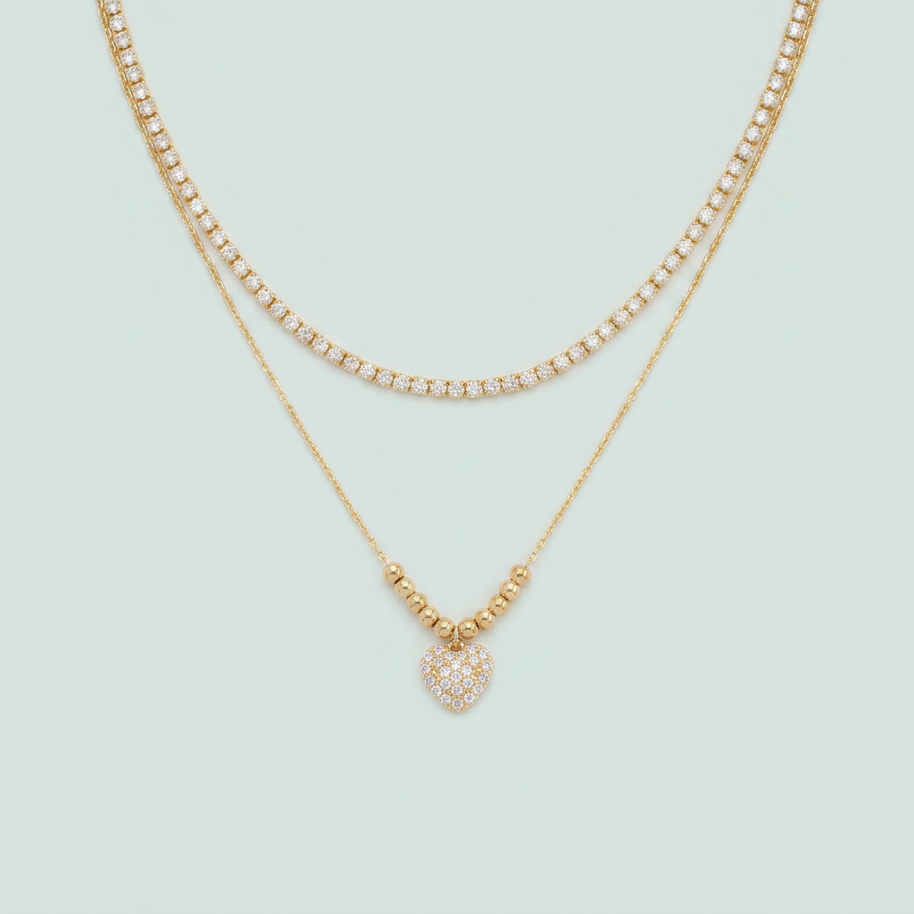 Gargantilla de Goldfilleld con zirconia y con Diseño de Corazon de Zirconia mod.1371