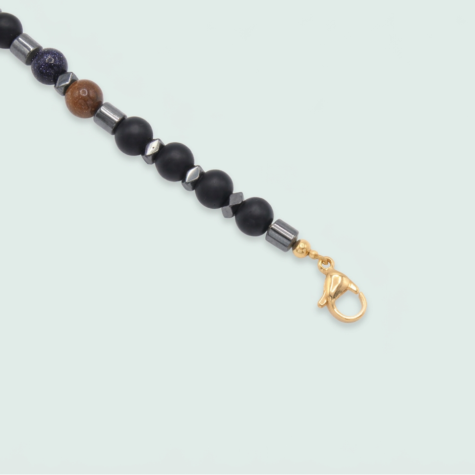 Pulsera de Oro Laminado con Diseño de Cruz Negra y Cafe mod. 1397
