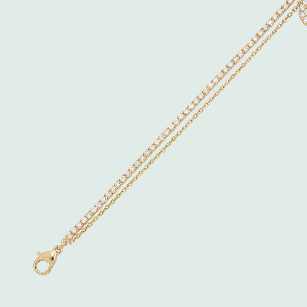 Pulsera de Goldfilled Doble con Girasol de Zirconias mod. 1218