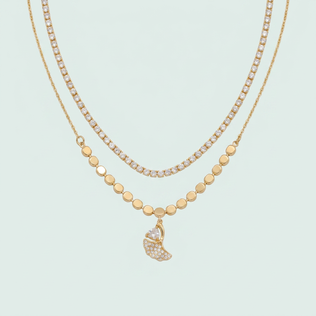 Gargantilla de  Goldfilleld con Zirconia con Diseño Alado con Zirconia mod.1368