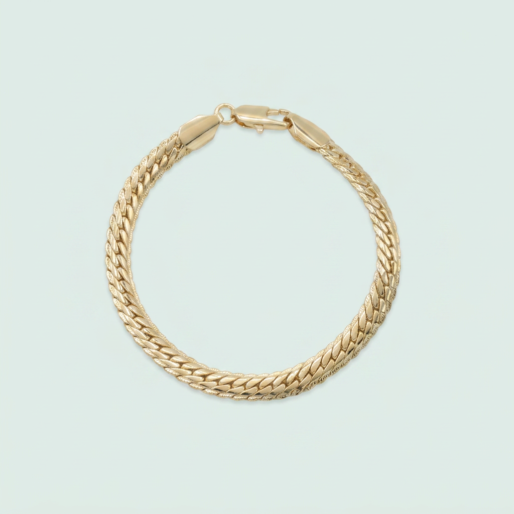 Pulsera de Goldfilled Tejido Barbado con Diamantado Lateral mod. 1246