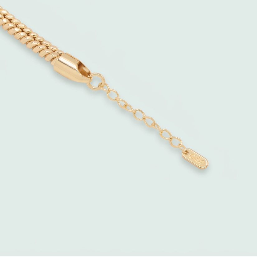 Pulsera Oro Laminado Barbado Cuadrado con Extensión mod. 1418