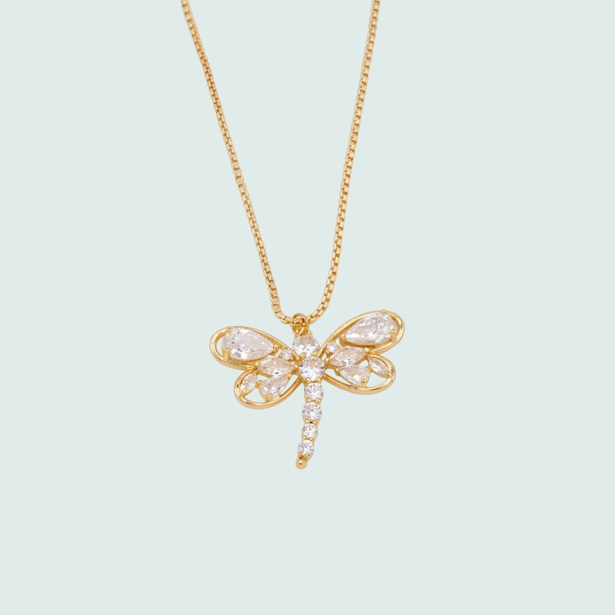 Gargantilla de Oro Laminado Libélula y Zirconia mod. 1475