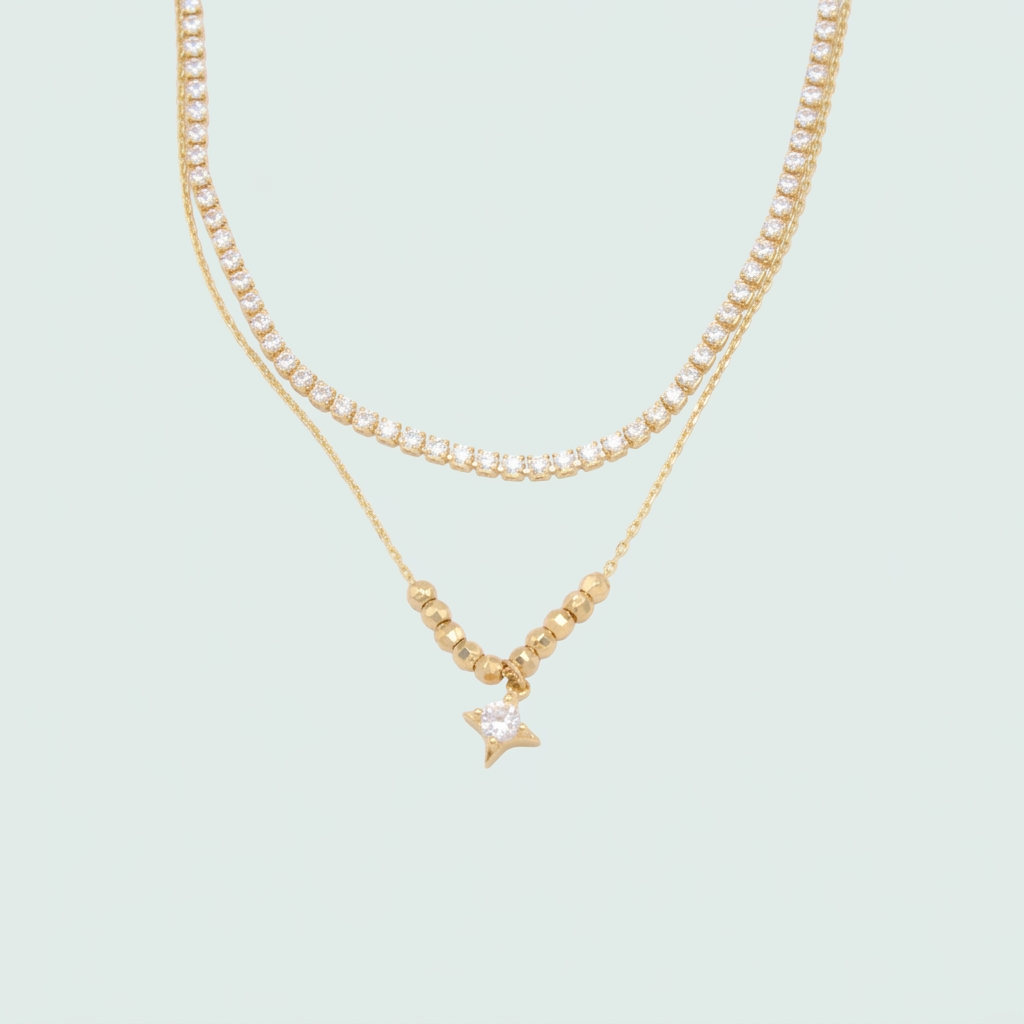 Gargantilla de Goldfilleld con zirconia y con Diseño de Estrella de Zirconia mod.1370