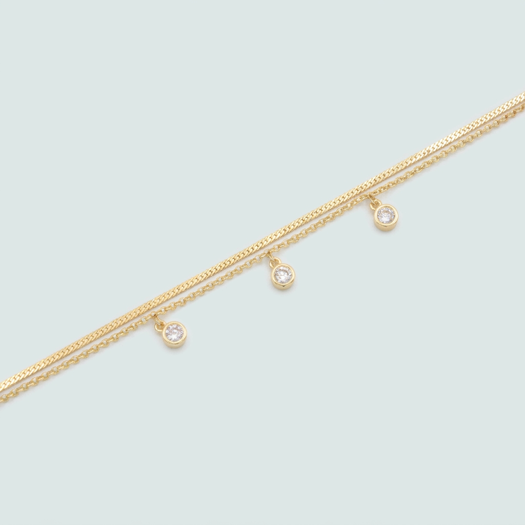 Pulsera de Goldfilled con Zirconia Colgantes mod. 1245