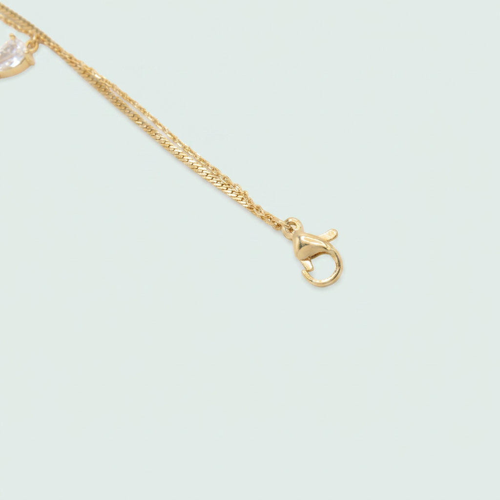 Pulsera de Goldfilled Doble con Zirconias Ovales mod. 1219