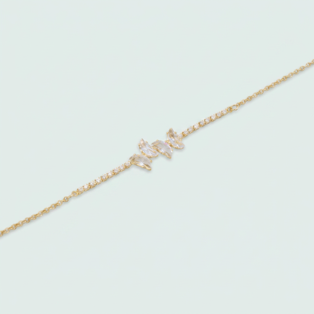 Pulsera de Goldfilled Tejido Tipo Tenis con Mariposas de Zirconias mod. 1247