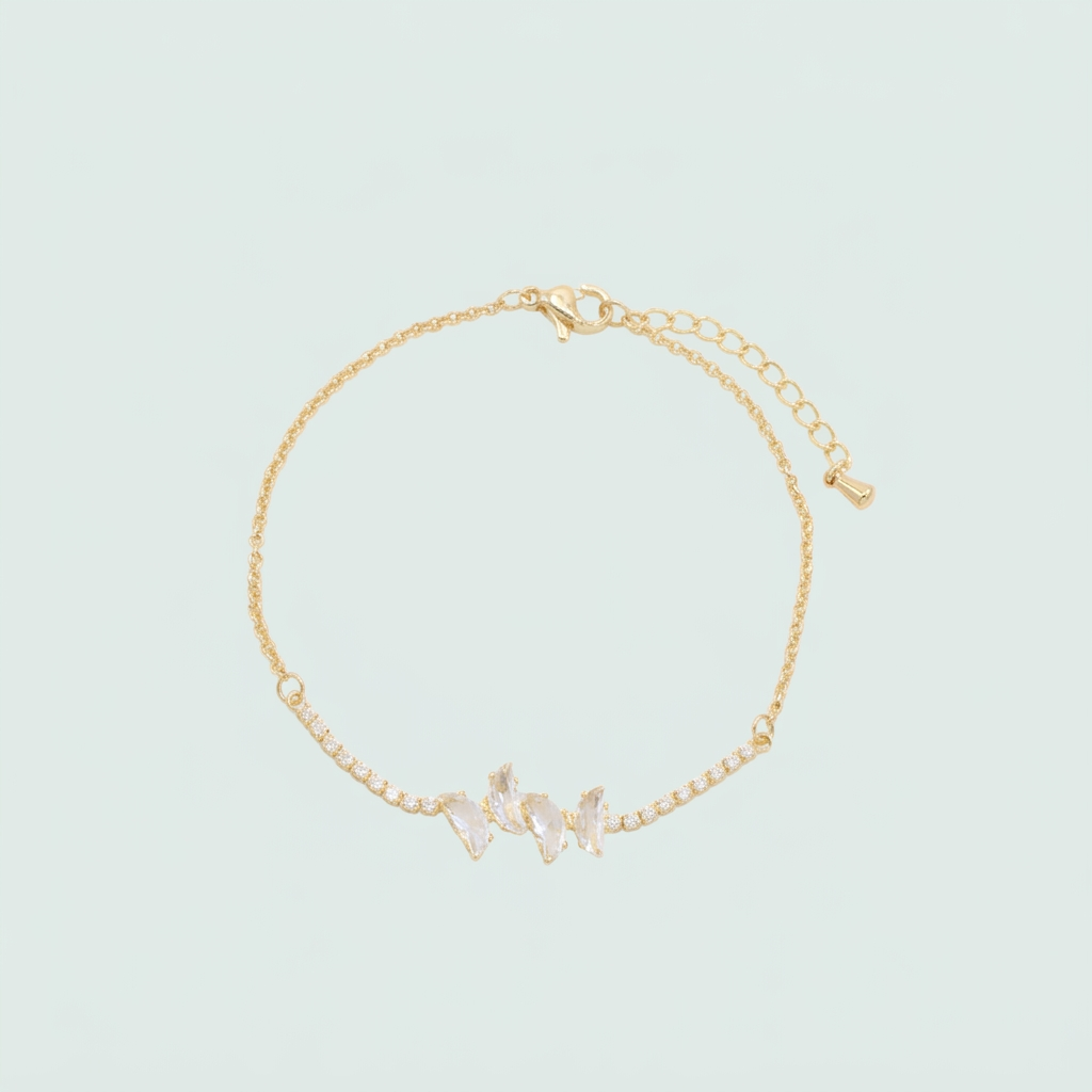 Pulsera de Goldfilled Tejido Tipo Tenis con Mariposas de Zirconias mod. 1247
