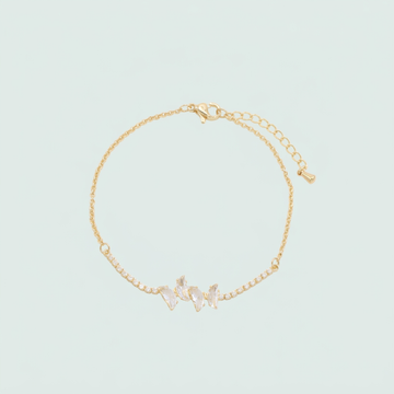 Pulsera de Goldfilled Tejido Tipo Tenis con Mariposas de Zirconias mod. 1247