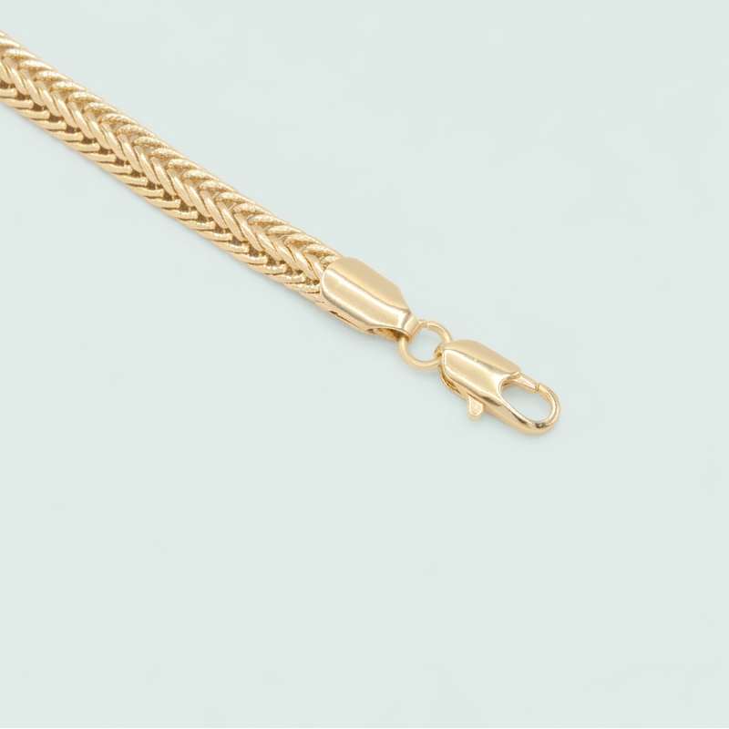 Pulsera Oro Laminado Tejido Espiga con Centro Torzal mod. 1417
