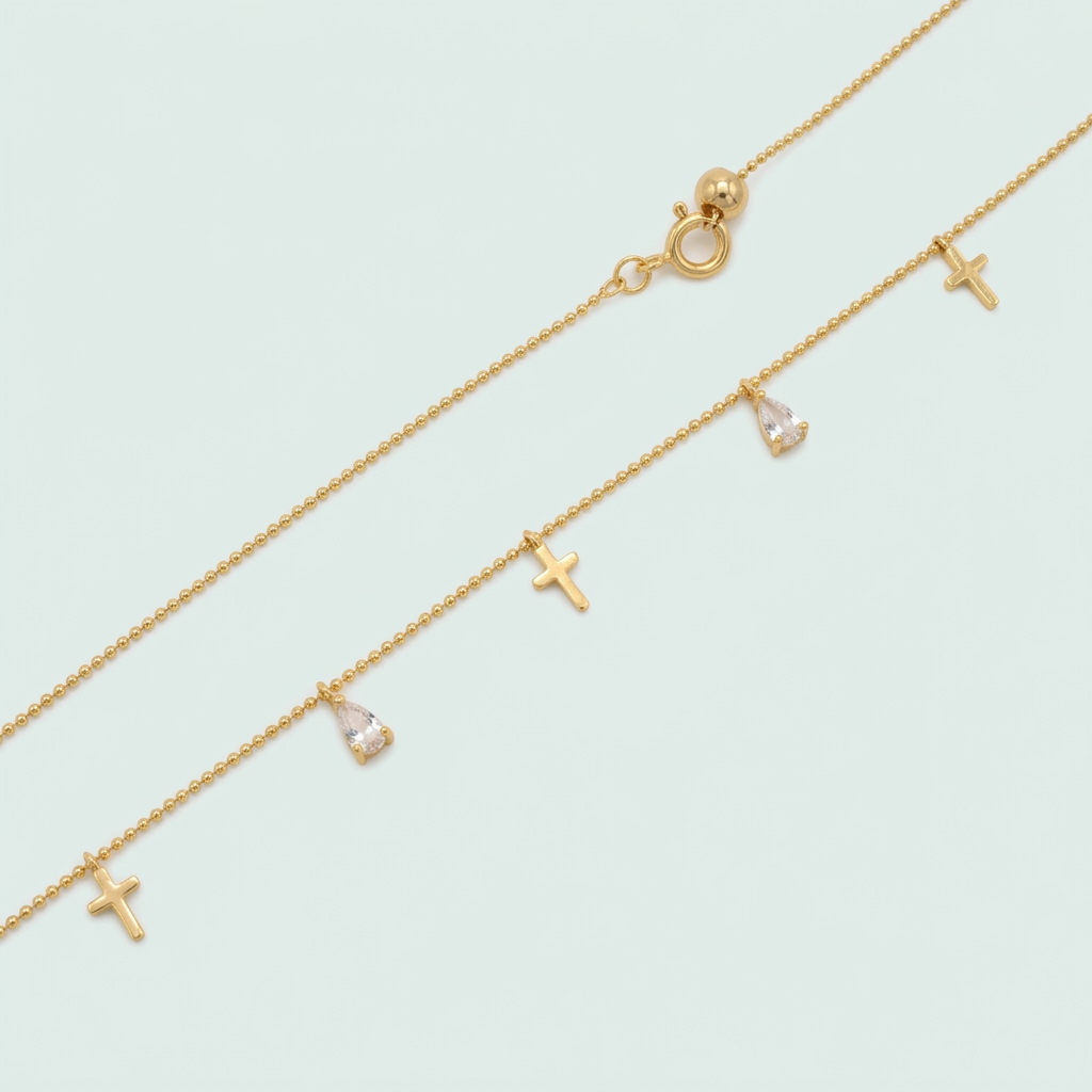 Choker de Goldfilleld con Diseño de Cruz y Piedra de Zirconia mod.1349