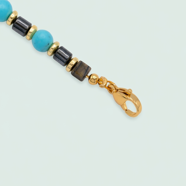 Pulsera de  Oro Laminado Diseño Punto y Coma Color Celeste mod. 1398